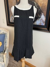 Alice & Olivia Black & White Sleeveless Drop Waist Dress S Tweed Sparkle