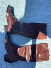 Salvatore Ferragamo Brown Leather Zip Riding Boot Size 6 Knee high, With box