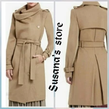 NWT BCBG MAXAZRIA SIZE S CARLIN CAMEL BELTED TRENCH COAT