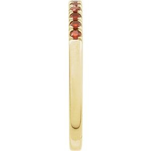 14K Yellow Gold Natural Mozambique Garnet Stackable Ring Size 7, 2.3gm - Bild 3 von 3