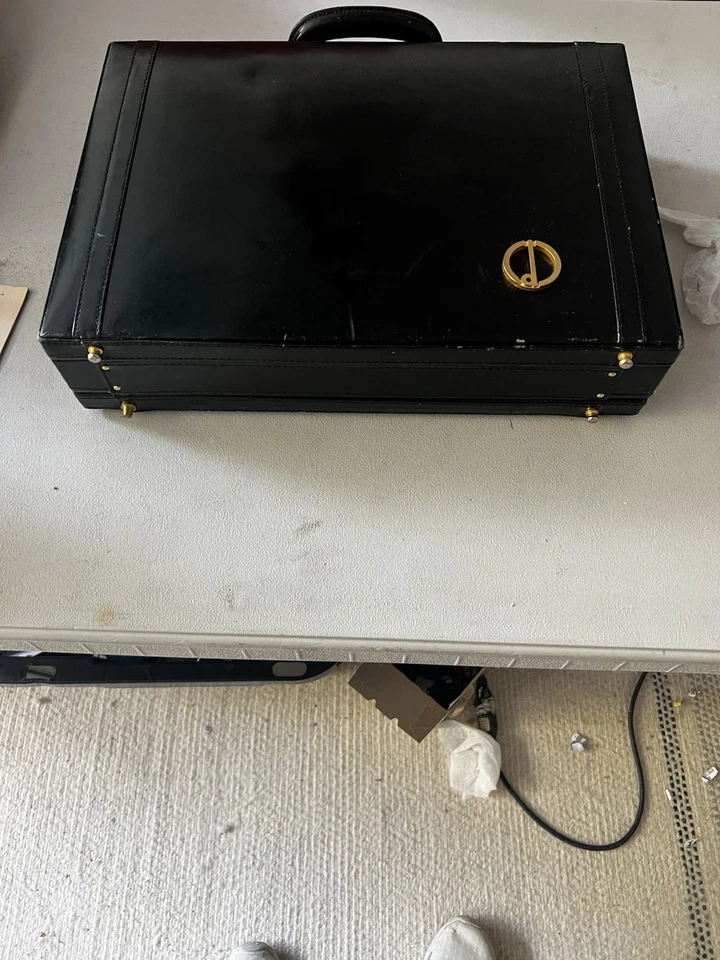 Maletín de cuero negro Dunhill London vintage herrajes dorados hecho en Inglaterra Foto 3 de 4