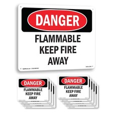 Flammable Keep Fire Away OSHA Danger Sign Metal, Plastic, Decal - 5 or 10 Pack
