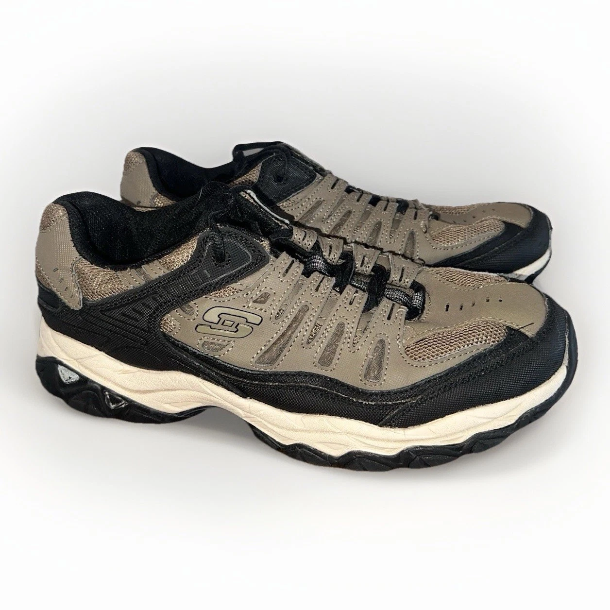 Skechers After Burn Men Sz 10.5 Trail Walking Shoes Taupe Black