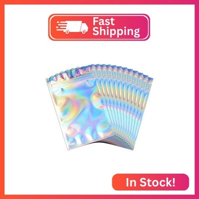 100 Pieces Resealable Smell Proof Bags, Flat Clear Food Storage Bags Pouch Alumi
