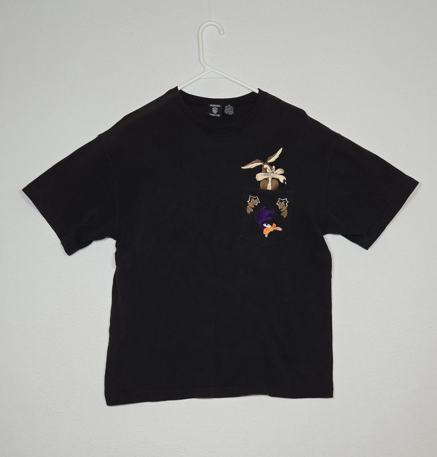 Vintage 1996 Warner Bros Looney Tunes Coyote Roadrunner T-Shirt Mens Medium