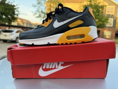 Nike Air Max 90 size 6 Black Yellow White Low Top Leather Sneakers Men's