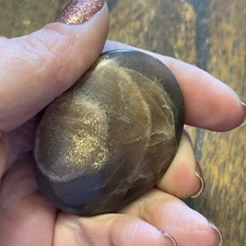 Black Moonstone and Sunstone Palm Stone 1.95in x .78in 50g