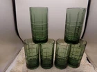 6 Beaitiful VIntage Anchor Hocking Manchester Tartan deep olive green 6 in. 16oz