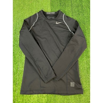 Nike Pro Hyperwarm Mens Small Black Fitted Long Sleeve Training Top 801996-010