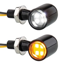 Motorcycle LED Mini Blinkers Small Turn Signals Light Amber White A Smoke Lens