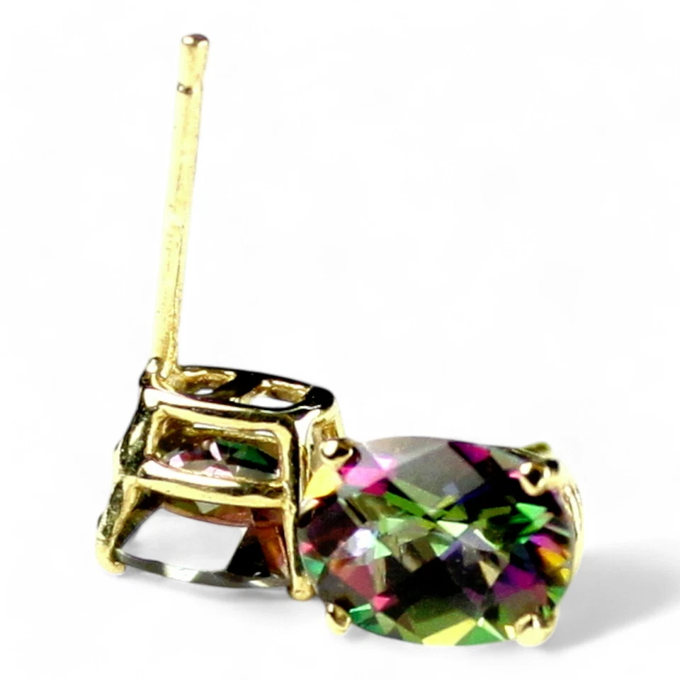 Pendientes de topacio de fuego místico, poste de oro de 14 quilates, E002 Foto 4 de 4