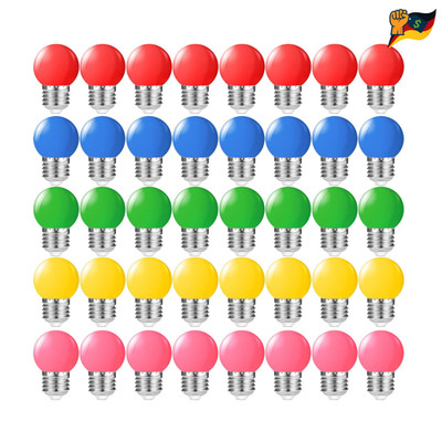 LED Glühbirne E27 Farbige 40 Stück Bunte Deko Birnen Rot Gelb