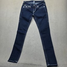 True Religion 27 Skinny Flap Naturaline Big T Dark Wash Low Rise Stretch Jeans