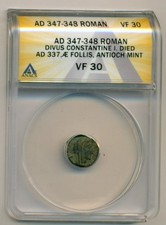 Roman Empire Divus Constantine I The Great AD 347-348 Antioch VF30 ANACS
