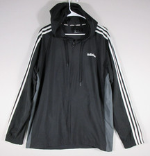 Adidas Mens Full Zip Pullover Hoodie Sweatshirt Long Sleeve Size L Black
