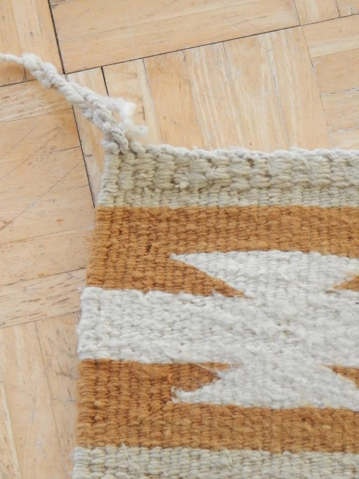 ALFOMBRA MANTA DOBLE SILLA INDIA NAVAJO CHINLE VINTAGE TOTALMENTE NATURAL - 30 x 62" Foto 3 de 4