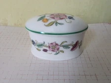 Minton Haddon Hall Bone China Miniature Oval Trinket Holder w/Lid 