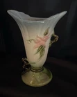 Hull Pottery Woodland Vase Blue and Green Floral Gloss 8"T Vintage 1950s