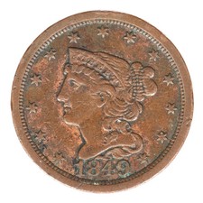 1849 Braided Hair Half Cent XF