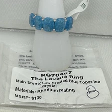 Bomb Party RG70497 Ring LC Blue Topaz Crystal Rhodium Plating 8