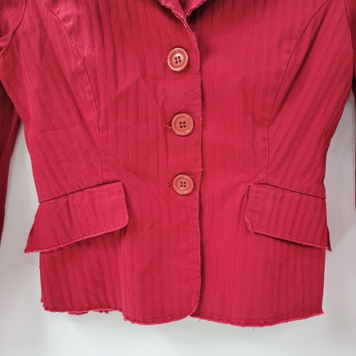 VTG 6 Degrees Y2K Cropped Jacket Juniors M Red Layered Ruffle Back Fitted Button - Picture 13 of 18