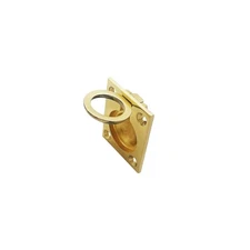QCAA Solid Brass Flush Ring Pull 36.5x45mm Polished Brass US3 1 Pack Hrdwr