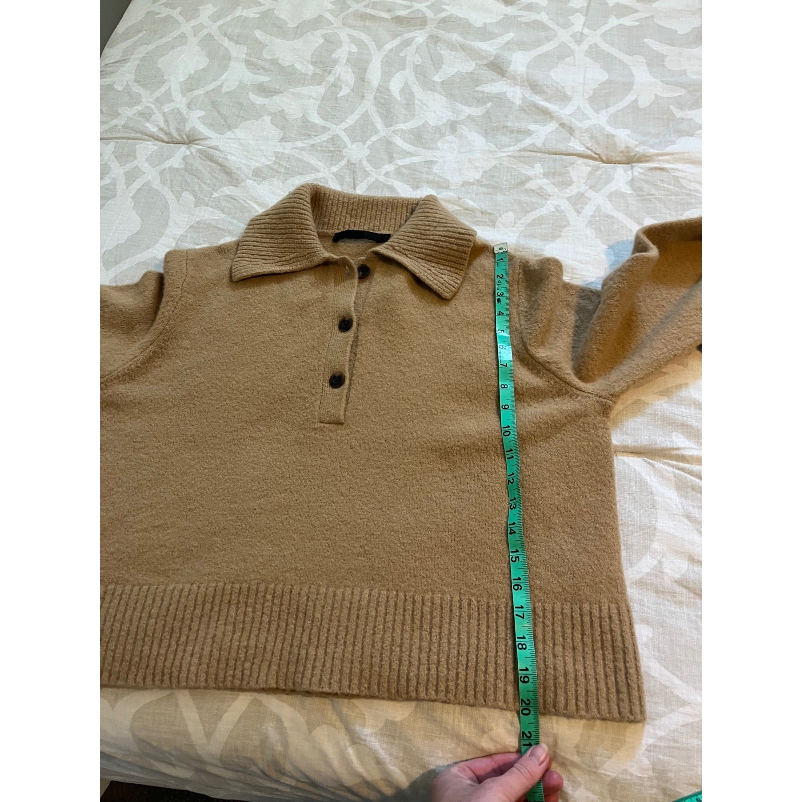 Jenni Kayne Cashmere Stevie Polo sweater camel brown medium