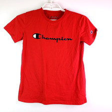 Champion Youth Boys Size L Red Black Casual Short Sleeve Graphic T-Shirt