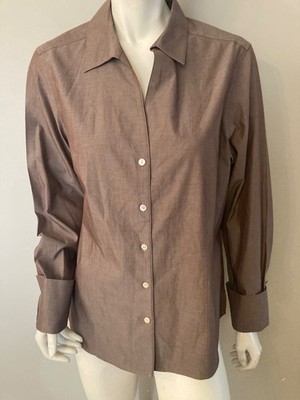 Foxcroft Heritage Non-Iron  Size 16 Fitted Button Down Tunic Top Career Workwear