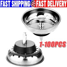 Stainless Steel Home Kitchen Sink Drain Stopper Basket Strainer Waste Plug Lot