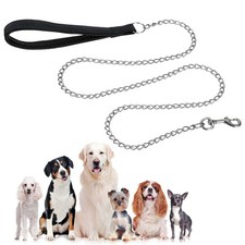 Heavy Duty Chain Dog Leash, Dog Leash with Handle  6ft x 2 Mm, Black 