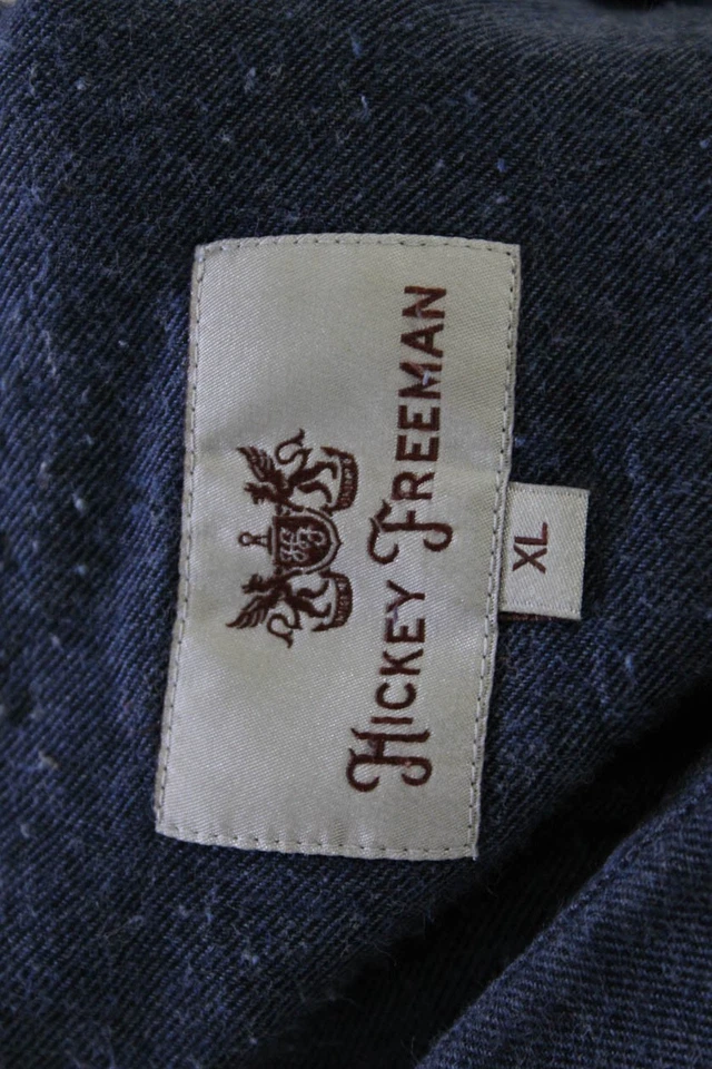 Женская рубашка Hickey Freeman с льняным воротником и длинным рукавом на пуговицах синяя размер XL - Изображение 4 из 4