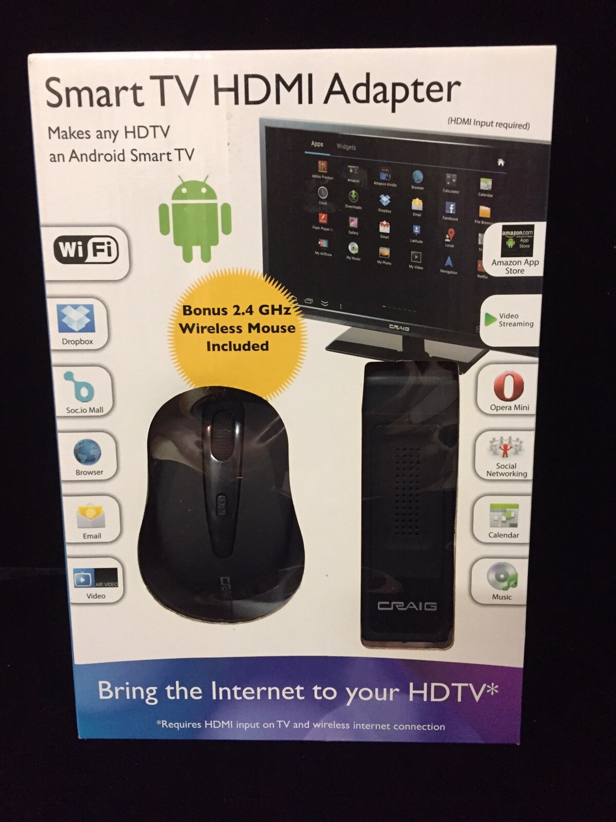 Wireless HDMI Adapter for Craig Smart TV with Included Mouse-image