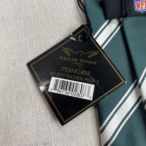 New York Jets Mens Necktie Green White NFL Licensed Football Sports Striped - Picture 4 of 11