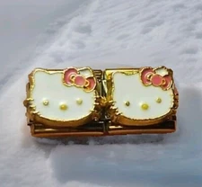 Gold Hello Kitty Italian Charm 3D Stainless Steel 9MM Gold Trim Set Of Two