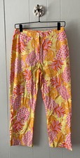 LILLY PULITZER Sz 4 Fruit Print Capri Pants White Label Beach Vacay Tropical EUC