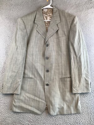 Everett Hall Men's Blazer 42L Gray Single Breasted Suit Jacket 100% Wool Italy