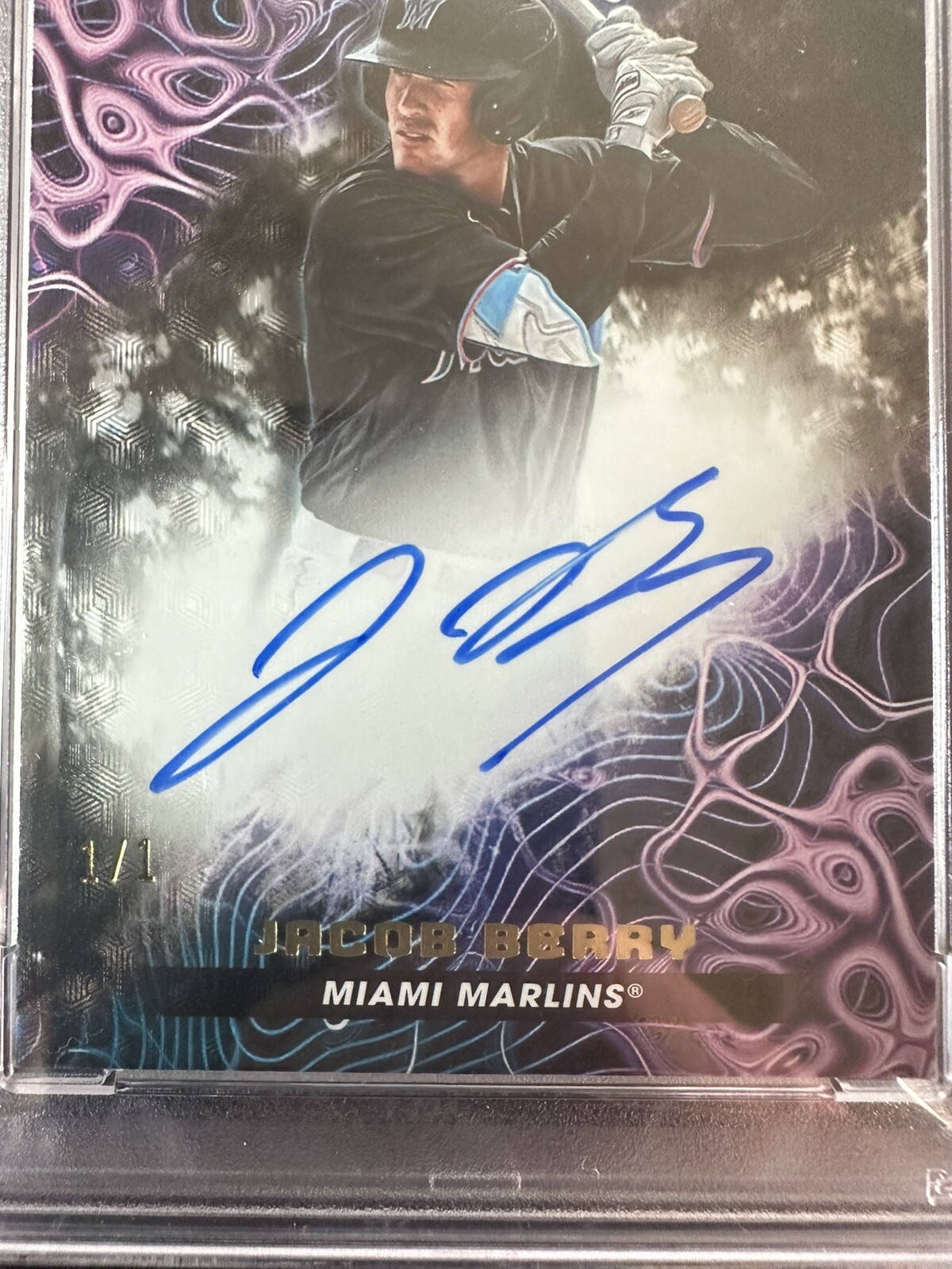 2023 Bowmnan Inception Jacob Berry Primordial Prospect Foilfractor Auto 1/1 PSA9 view 6
