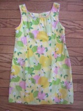 VINTAGE LILLY PULITZER SHIFT GIRLS SUNDRESS CITRUS LEMONS LIMES WHITE LABEL 7