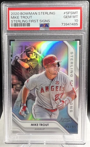 2020 Bowman Sterling First Signs Refractor Mike Trout PSA 10 GEM MINT 46/99