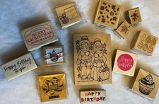 Wooden Rubber Stamps for Holidays, Birthdays, Christmas, Crafts - New/Unused