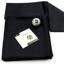 BLACK Hainsworth Elite-Pro 7ft Pool Table Bed Cushion Cloth Set + Silver 8 Ball