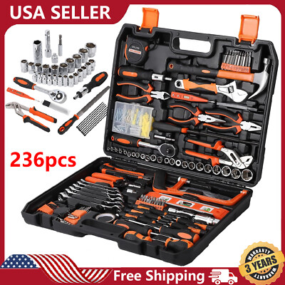 236pcs Socket Wrench Set Metric 1/4'' 3/8'' Drive Ratchet Hand Tool Kit Socket Set