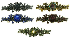 Set of 5 Mid Size Metal Crystal Sparkly Barrettes 1 Ea of 5 Colors 5A86600-1-5