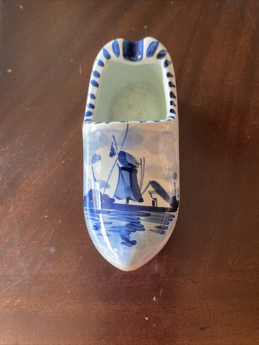 Vintage Delft Holland Porcelain Dutch Clog Shoe 3.25" Ashtray Hand Painted - Picture 3 of 7