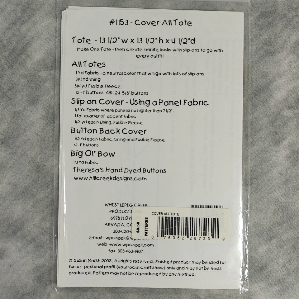 👜 Whistlepig Creek Cover-All Tote Pattern #1153 - Versatile Bag Design - Image 3 of 3