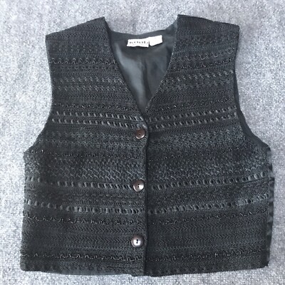 VTG Vest Small Waistcoat Beaded Top Ribbon Grunge Mall Goth Minimalist Indie