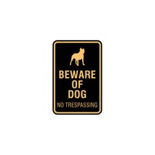 Beware of dog no trespassing Sign Black Gold - Medium 5x7"