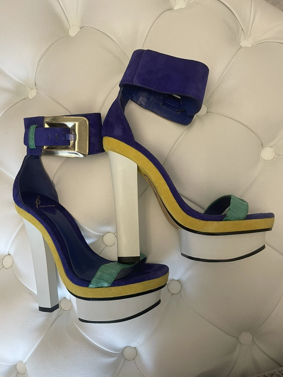 Brian Atwood Braganca Multi Colour Platform Sandal Heels Size US 5.5 EU 35.5