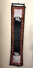 Street One Long Neck Scarf Black Cow Floral Farm Scene Animals Rustic Polyester